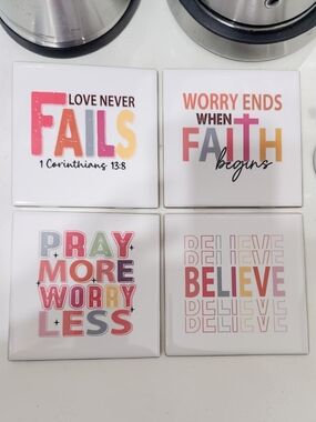 Set of 4 Inspirational Faith Coasters -